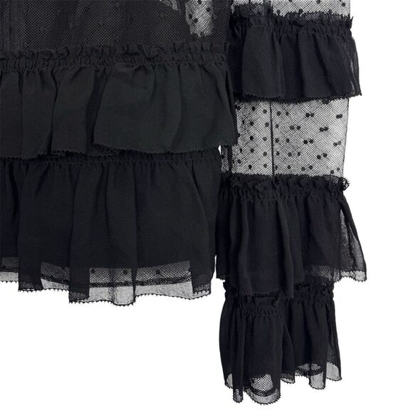 Alexis Karissa Ruffle Mesh Off The Shoulder Tank Top Size S Black Whimsigoth Y2K - Picture 7 of 12